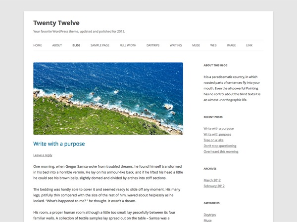 Wp theme Twenty Twelve