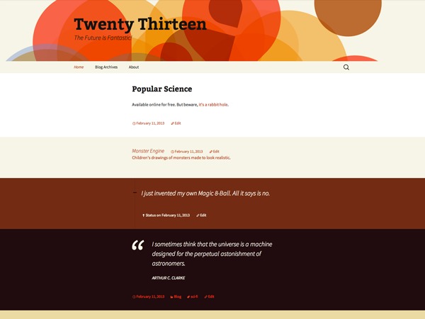 Twenty Thirteen wordpress template